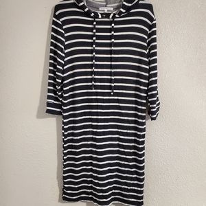 Antistar Stripped Hooded Quarter Sleeve Dress